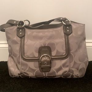 Coach SIGNATURE BELLE CARRYALL Khaki/ SILVERTONE HARDWARE